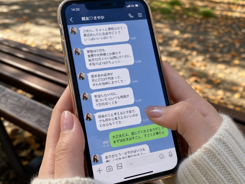 スマートフォンでLINE相談する様子